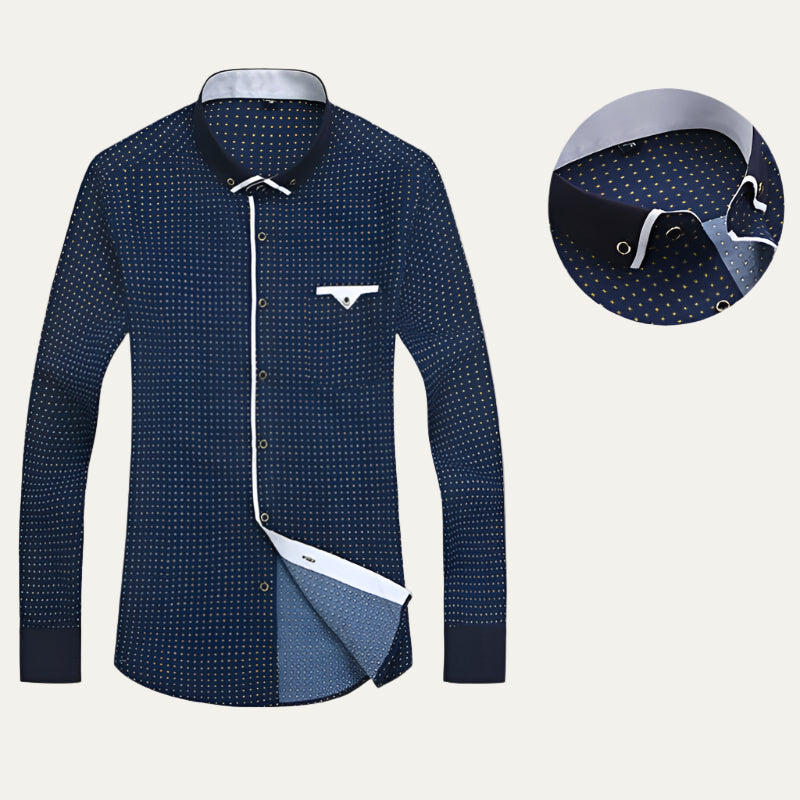 Slim Fit Textured Contrast Collar Dress Shirt - OutfitLondon