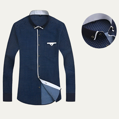 Slim Fit Textured Contrast Collar Dress Shirt - OutfitLondon