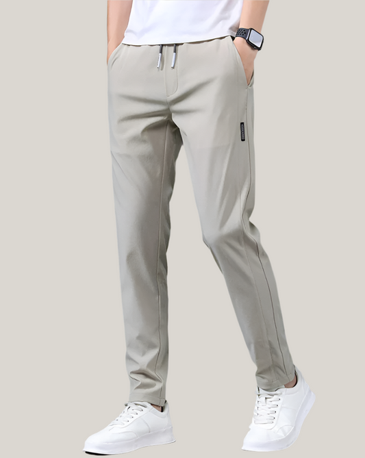 Comfortable Fit Mens Stretch Trousers with Elastic Waistband - OutfitLondon