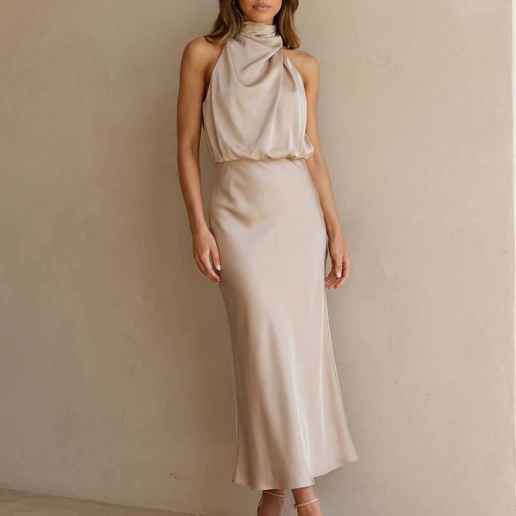 Elegant Sleeveless Midi Dress for Women - OutfitLondon