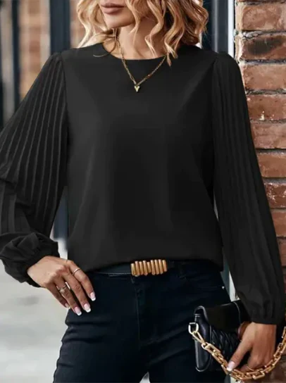 Floral Round Neck Peasant Blouse with Ruffled Sleeves