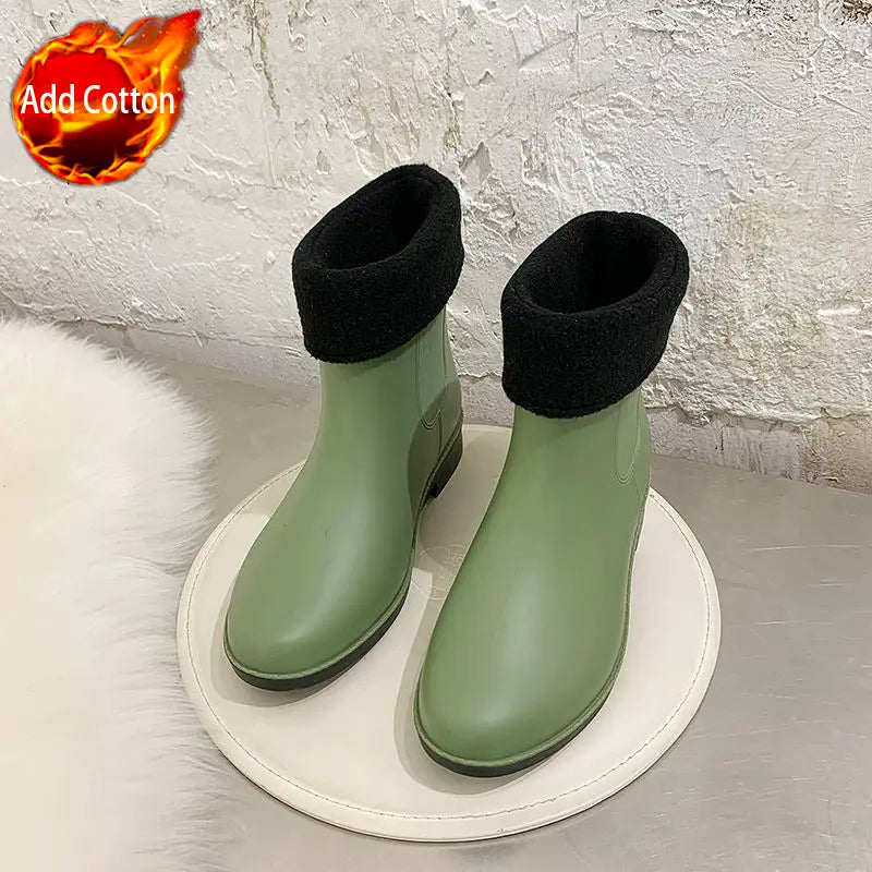 Warm Waterproof Women's Rain Boots for Comfortable Wear