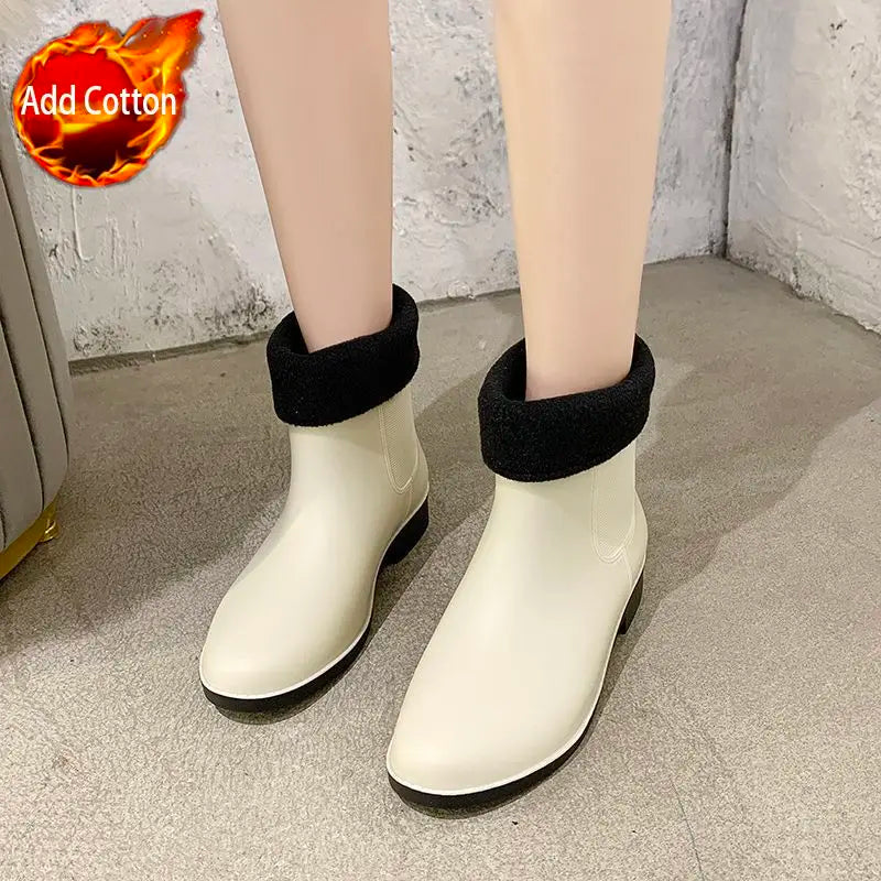 Warm Waterproof Women's Rain Boots for Comfortable Wear