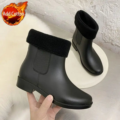 Warm Waterproof Women's Rain Boots for Comfortable Wear