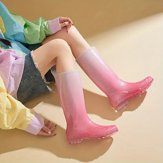 Fashionable Water Resistant Pink Rain Boots for Women - OutfitLondon