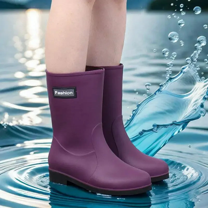 Waterproof Women's Mid Calf Rain Boots - OutfitLondon