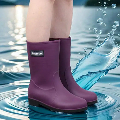 Waterproof Women's Mid Calf Rain Boots - OutfitLondon