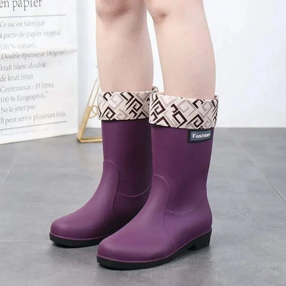 Waterproof Women's Mid Calf Rain Boots