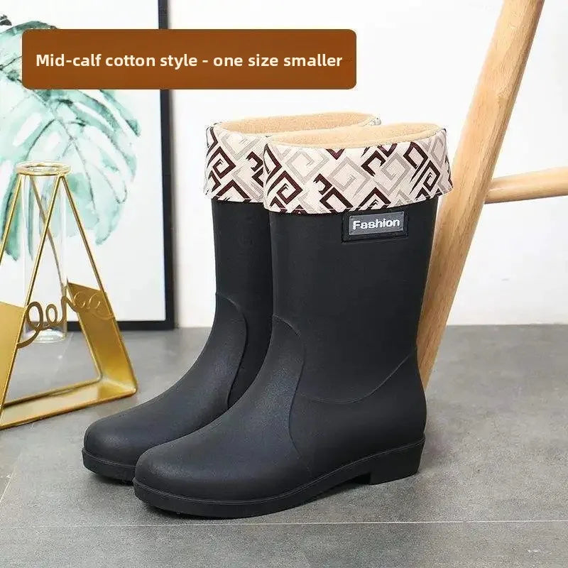 Waterproof Women's Mid Calf Rain Boots