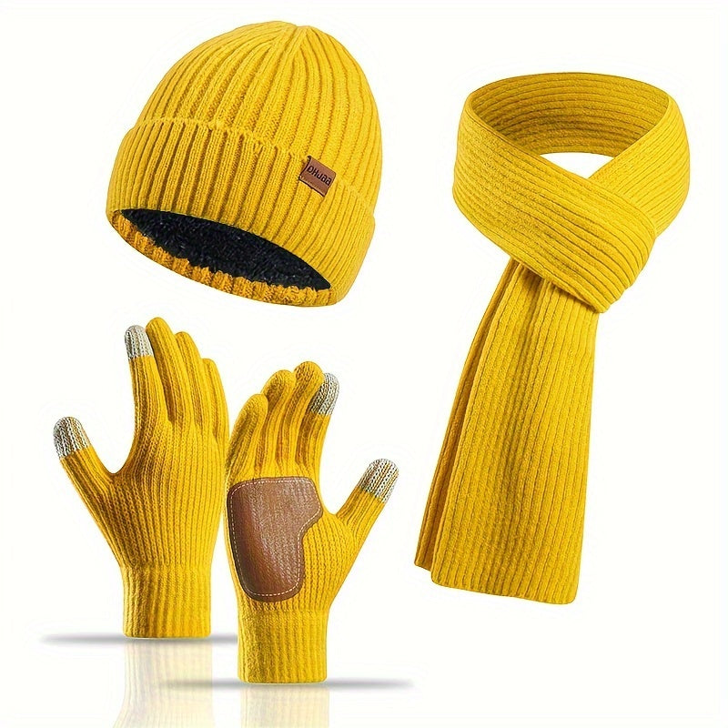 Warm Winter Accessories Kit with Hat, Scarf, Gloves Set