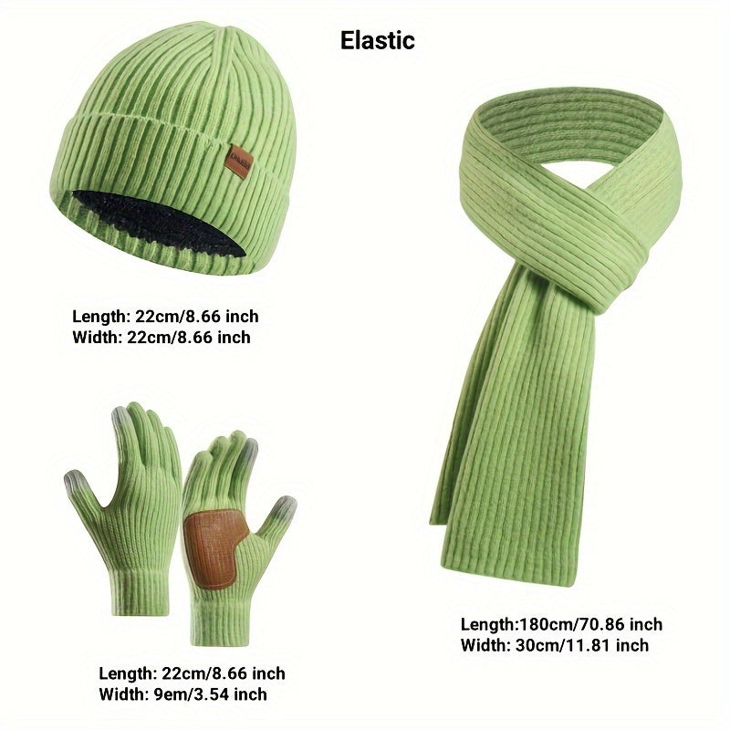 Warm Winter Accessories Kit with Hat, Scarf, Gloves Set