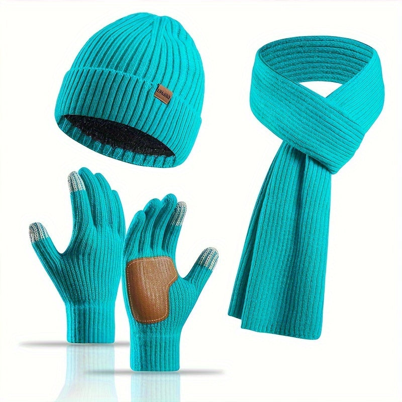 Warm Winter Accessories Kit with Hat, Scarf, Gloves Set