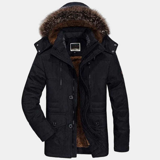 Men's Winter Parka Fur Collar Coat - OutfitLondon