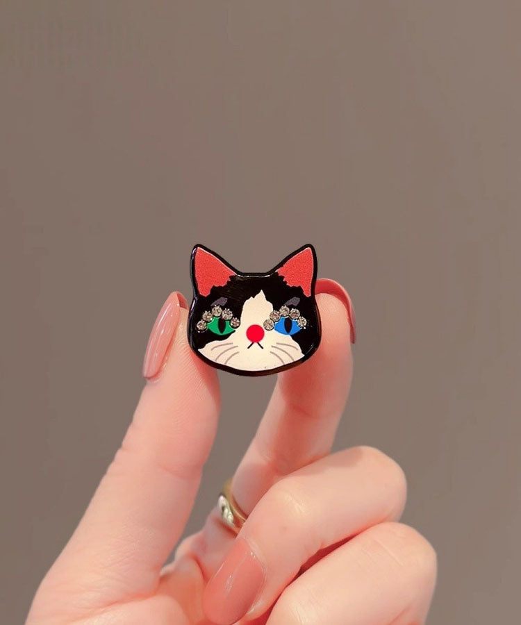 Black Cat Brooch Alloy Zircon Pet Jewelry - OutfitLondon