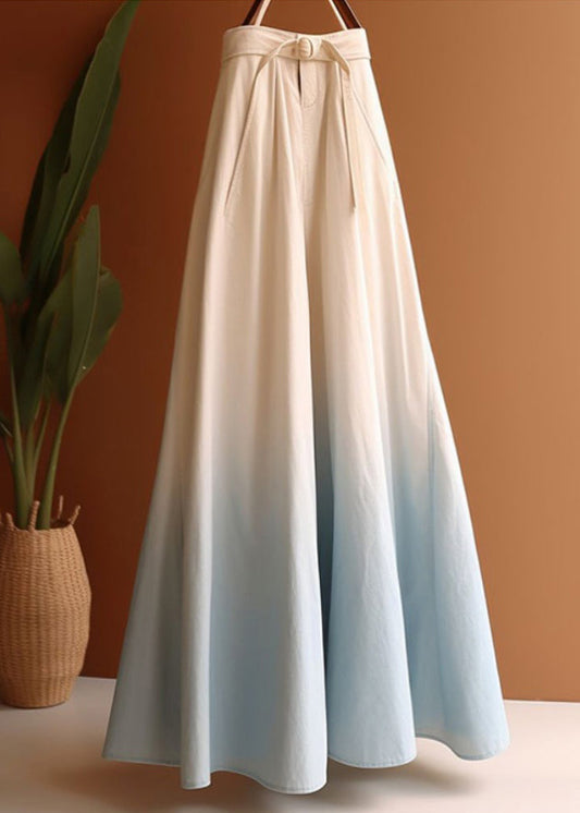 Women's High Waist Denim Maxi Skirt Color Gradient - OutfitLondon