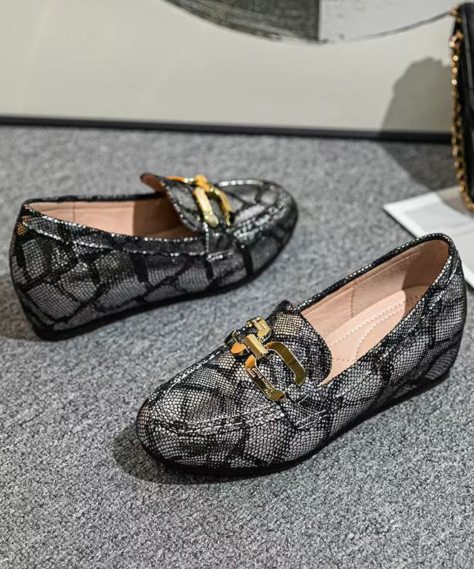 Women's Wedge Moccasins Black Faux Leather Comfort - OutfitLondon