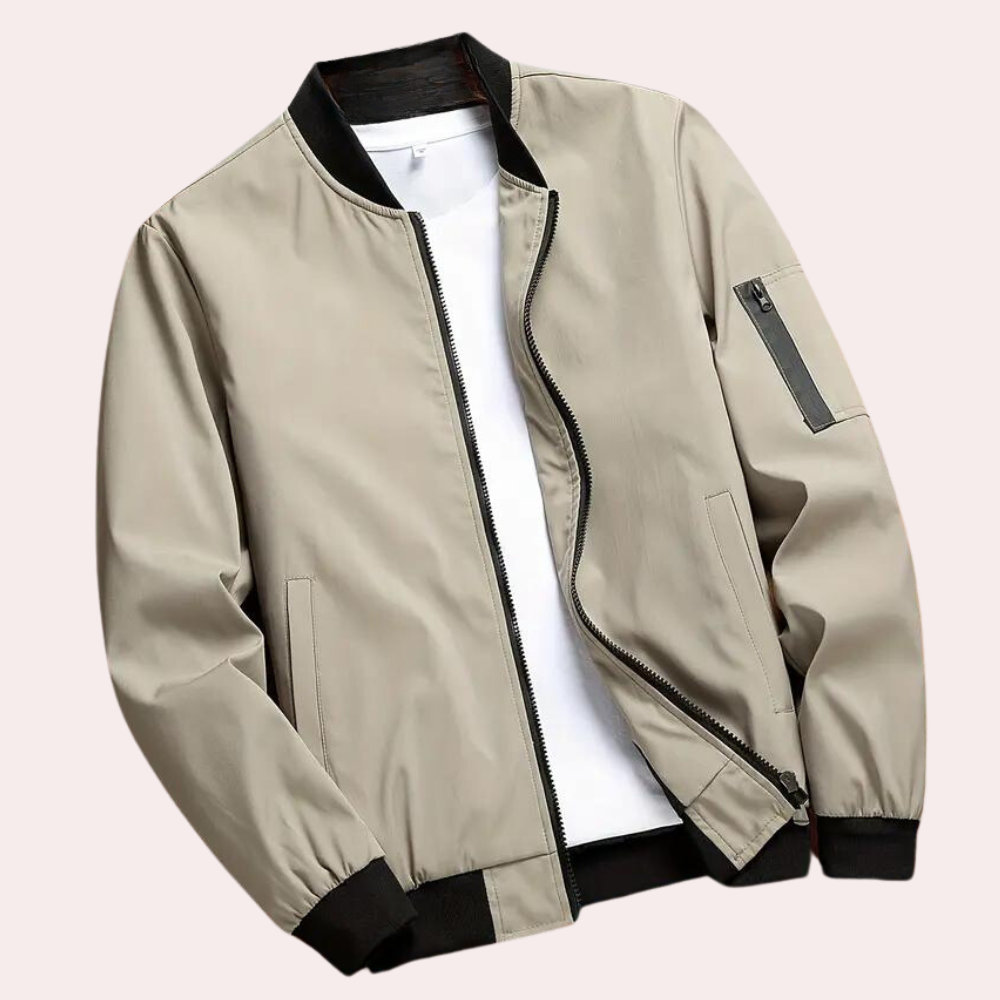 Men's Classic Fall Bomber Jacket with Simple Design