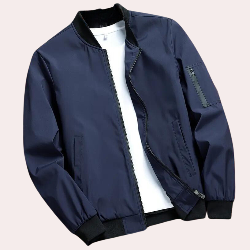 Men's Classic Fall Bomber Jacket with Simple Design