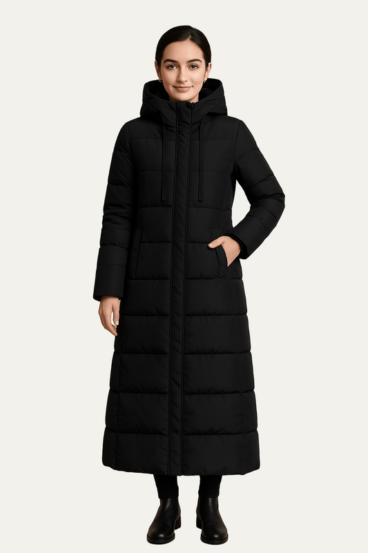 Ladies Oversized Hooded Quilted Down Jacket Coat - OutfitLondon