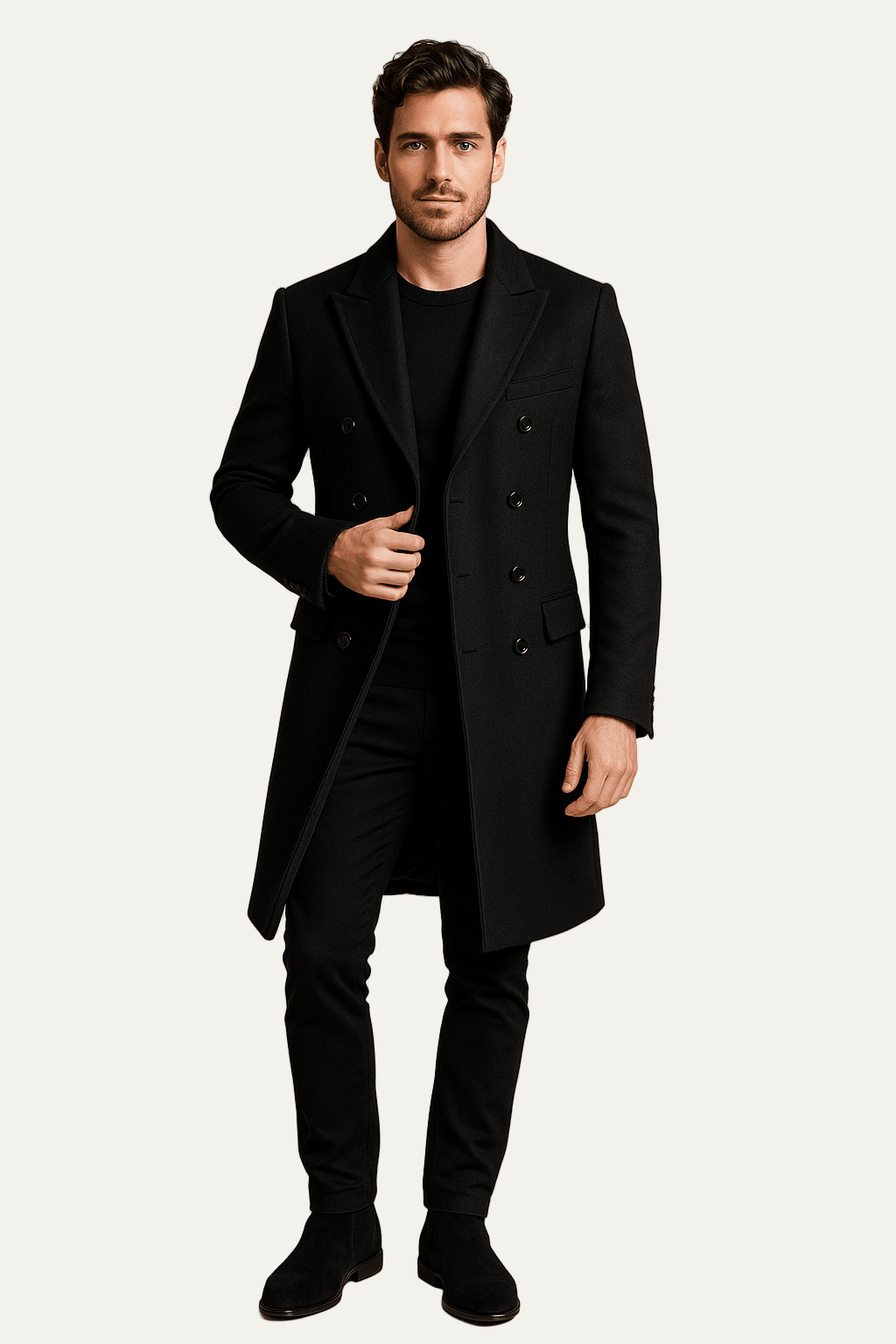 Men's Luxury Wool Double Breasted Winter Coat - OutfitLondon