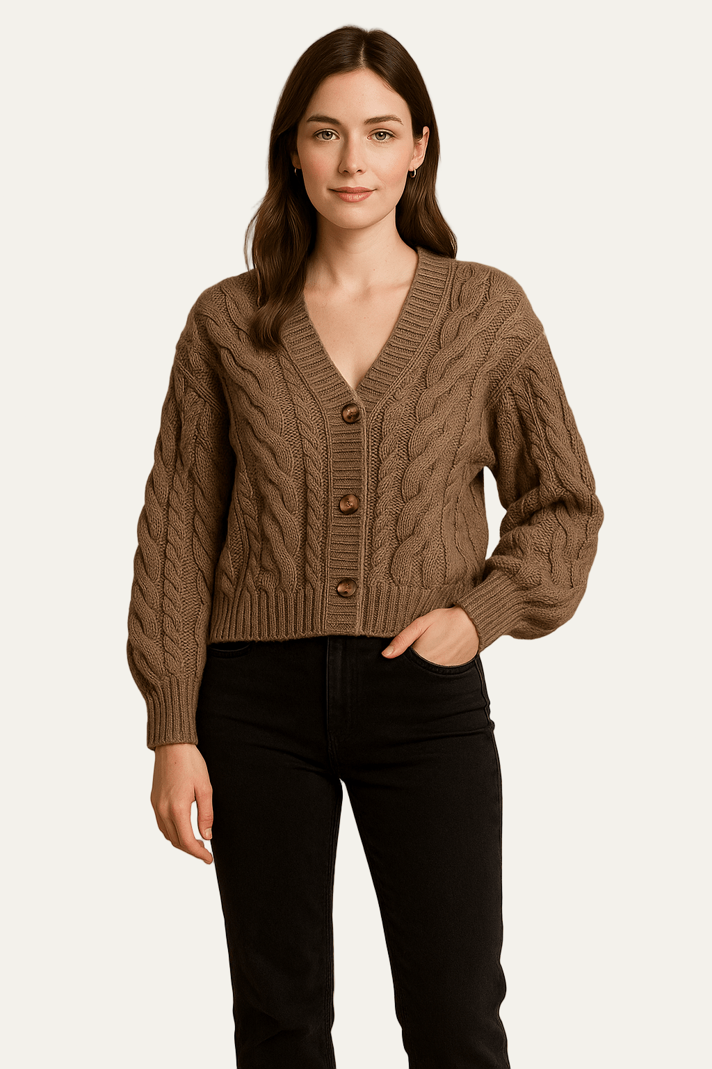 Warm Ladies Cable Knit Sweater