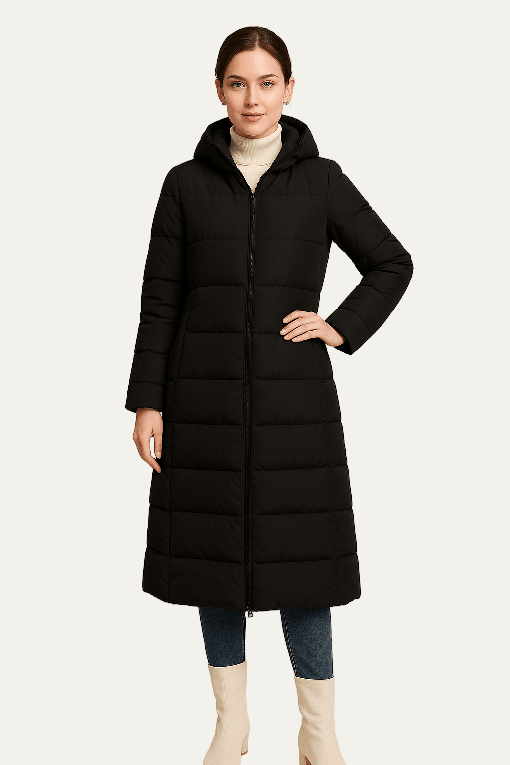 Slim Fit Women's Down Parka Coat - OutfitLondon