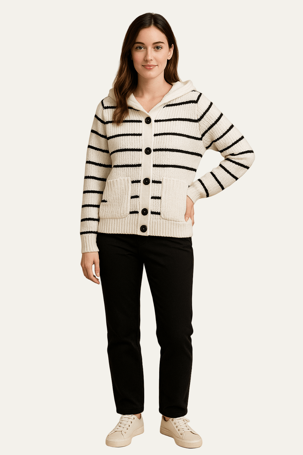 Ladies' Classic Stripe Hoodie Sweater