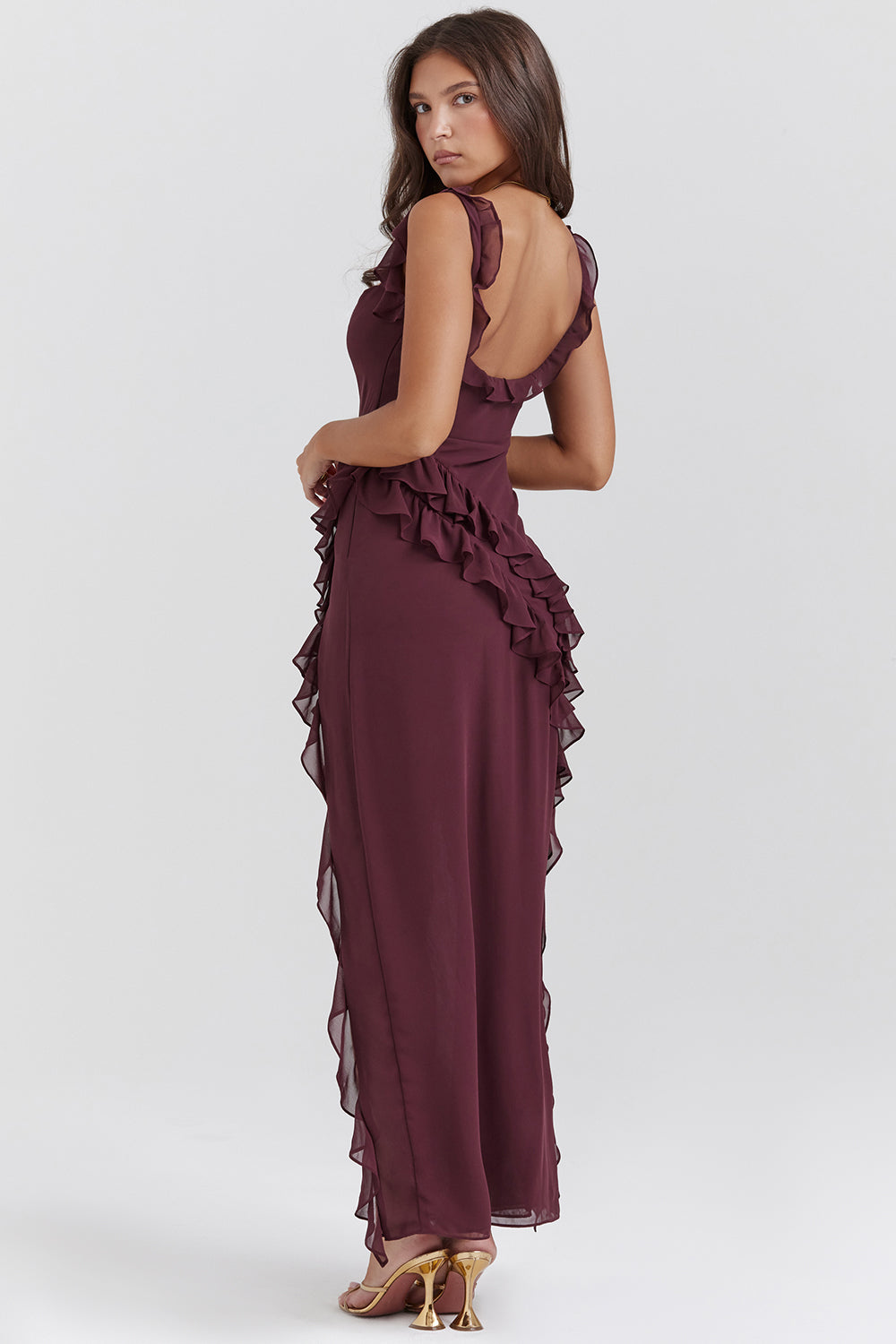 Elegant Long Ruffle Maxi Dress for Women