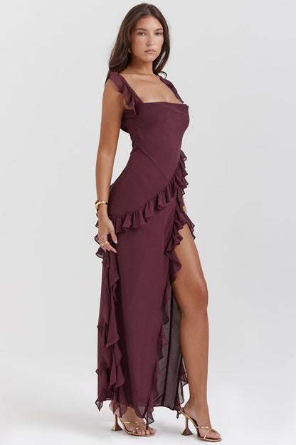 Elegant Long Ruffle Maxi Dress for Women