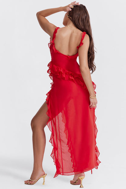 Elegant Long Ruffle Maxi Dress for Women