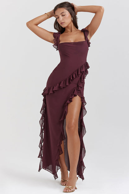 Elegant Long Ruffle Maxi Dress for Women