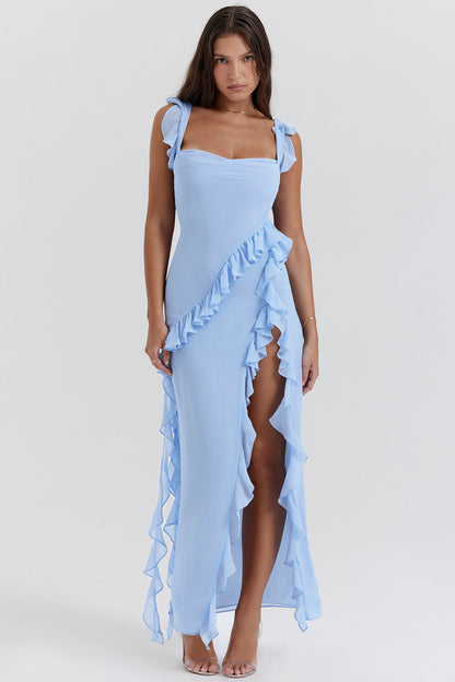 Elegant Long Ruffle Maxi Dress for Women