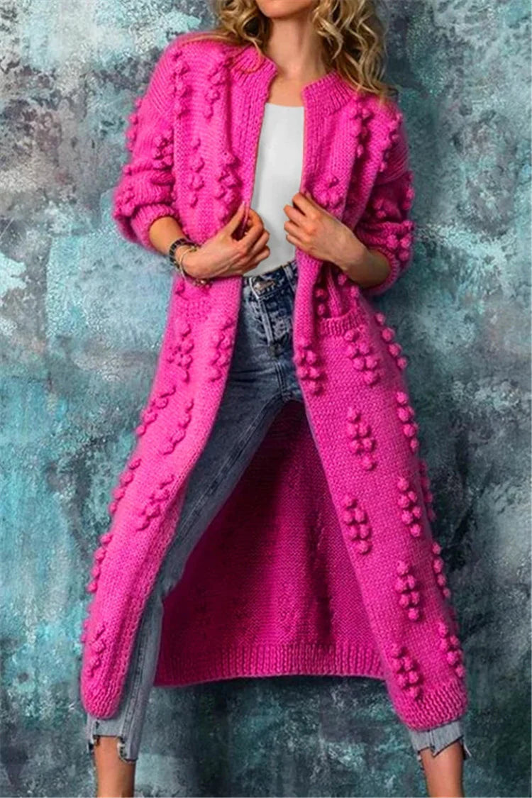 Auria Women's Knitted Cardigan with Poms