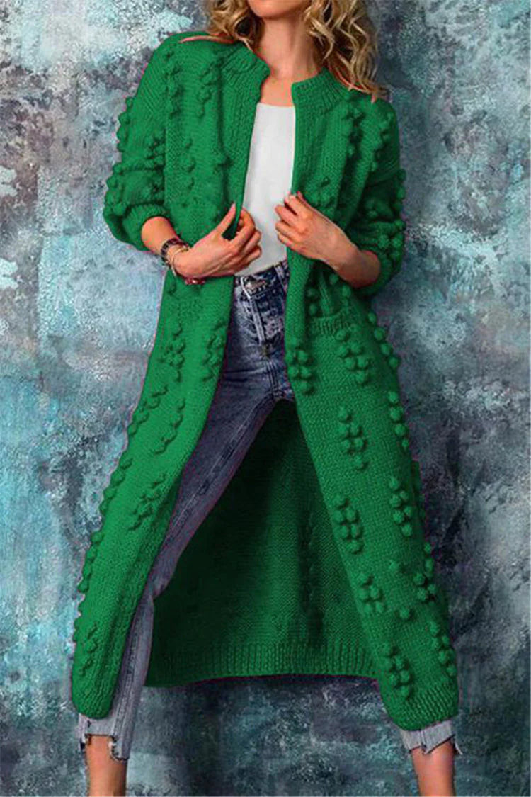 Auria Women's Knitted Cardigan with Poms