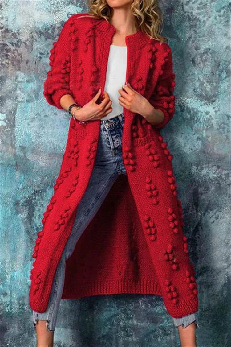 Auria Women's Knitted Cardigan with Poms