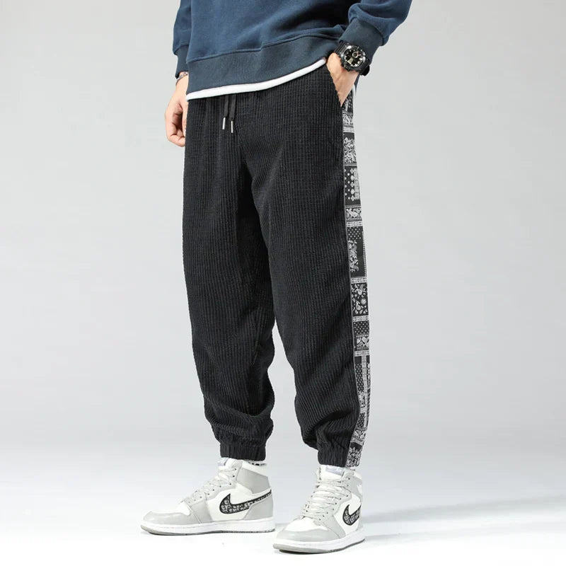 Comfortable Corduroy Jogger Pants Elastic Waistband - OutfitLondon
