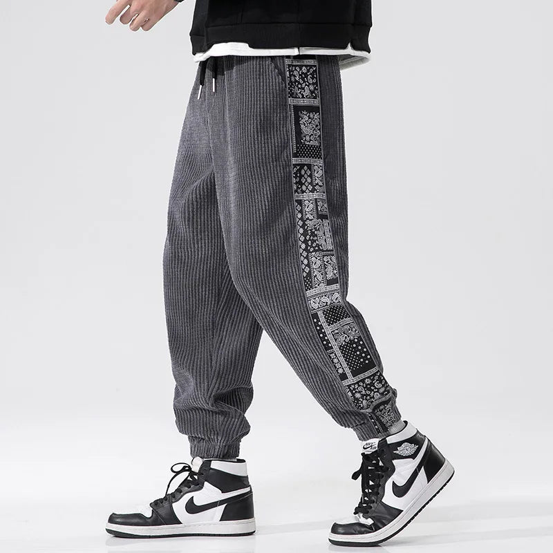 Comfortable Corduroy Jogger Pants Elastic Waistband
