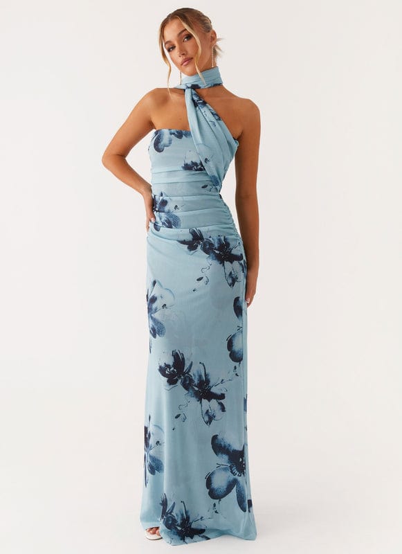 Aveloria Women's Floral Maxi Dress Blue Black - OutfitLondon