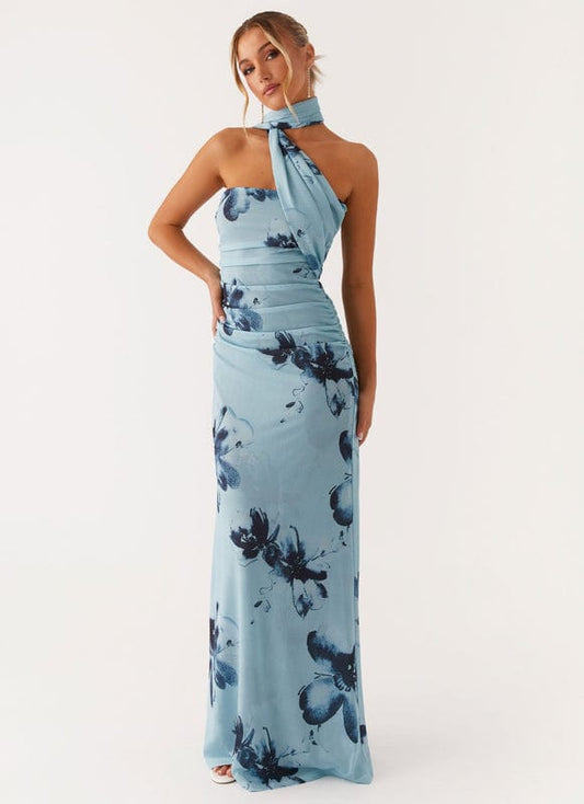 Aveloria Women's Floral Maxi Dress Blue Black - OutfitLondon