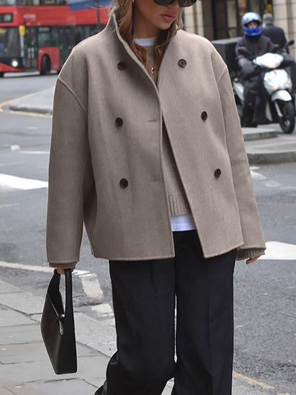 Classic Double Breasted Wool Trench Coat