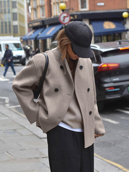 Classic Double Breasted Wool Trench Coat