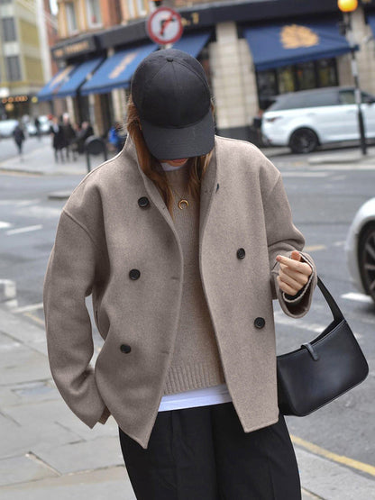 Classic Double Breasted Wool Trench Coat