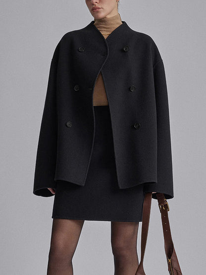 Classic Double Breasted Wool Trench Coat