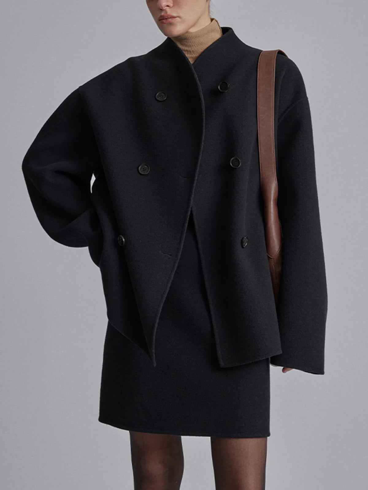 Classic Double Breasted Wool Trench Coat