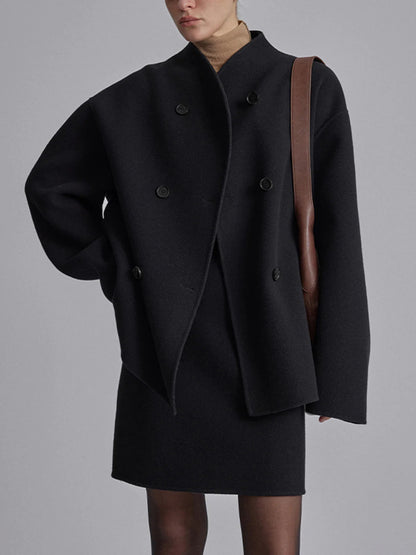 Classic Double Breasted Wool Trench Coat