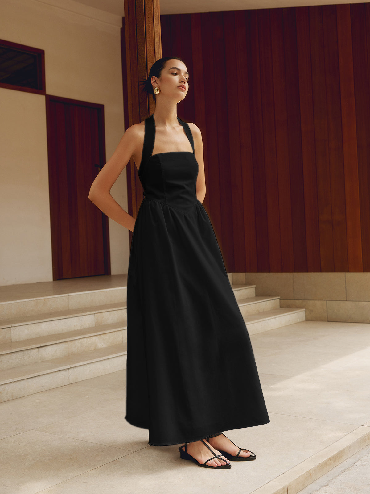 Elegant Beach Halter Neck Maxi Dress for Women