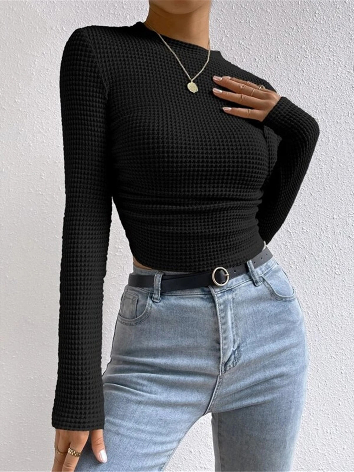 Cozy Ladies Waffle Thermal Long Sleeve Top