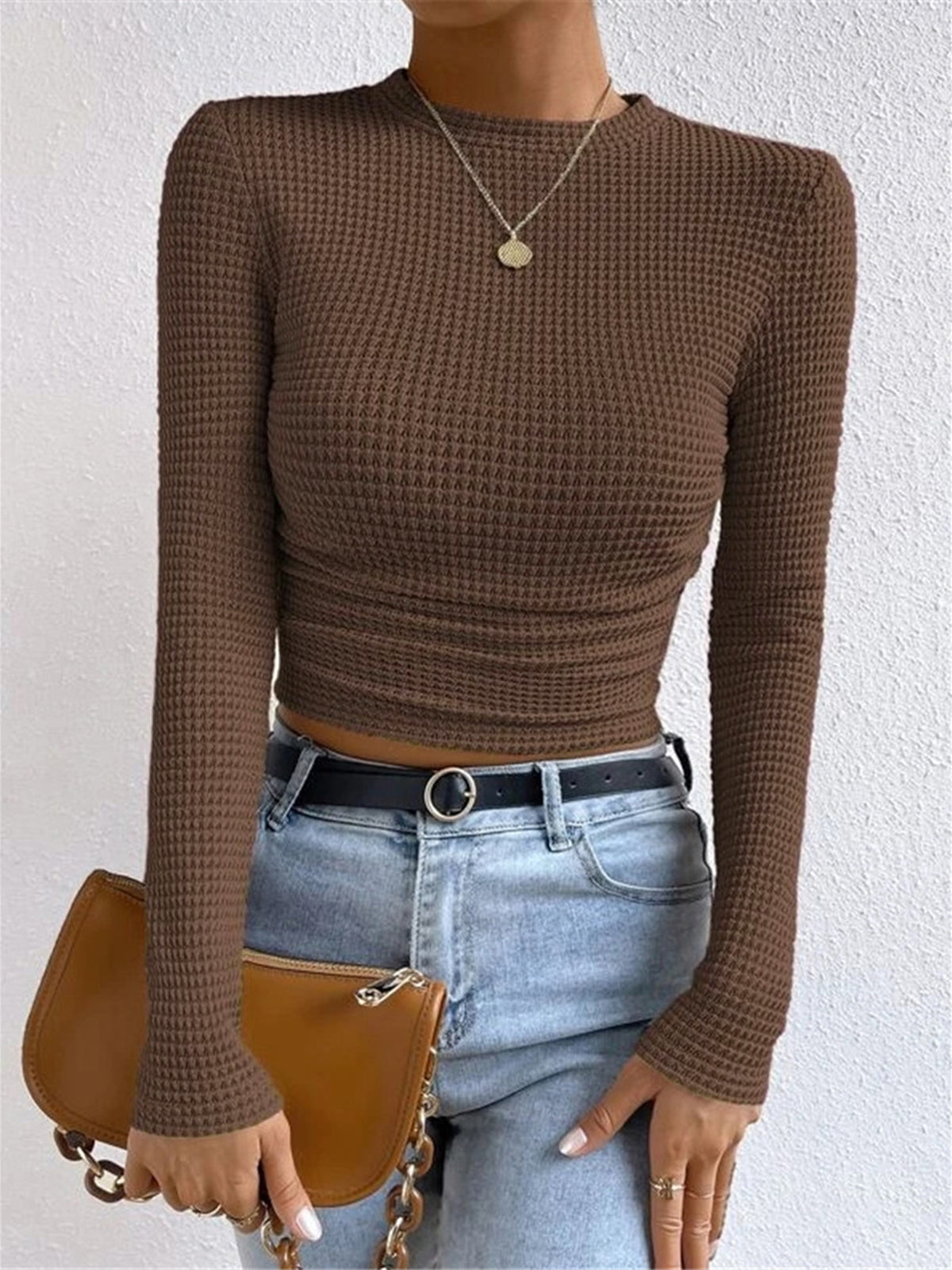 Cozy Ladies Waffle Thermal Long Sleeve Top
