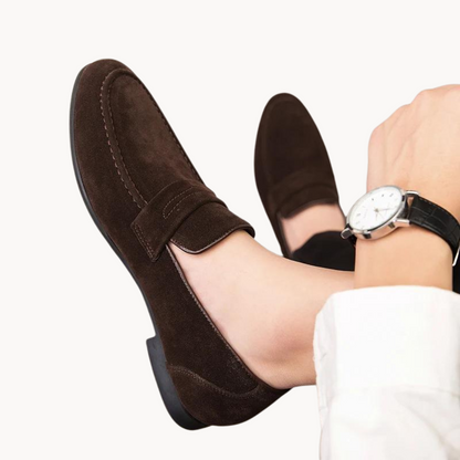 Men's Luxury Suede Slip On Loafers with Thick Rubber Sole
