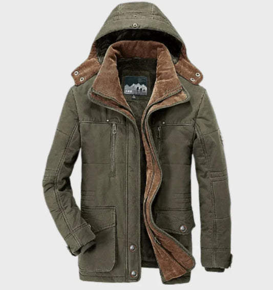 Waterproof Mens Insulated Parka Jacket with Removable Hood - OutfitLondon